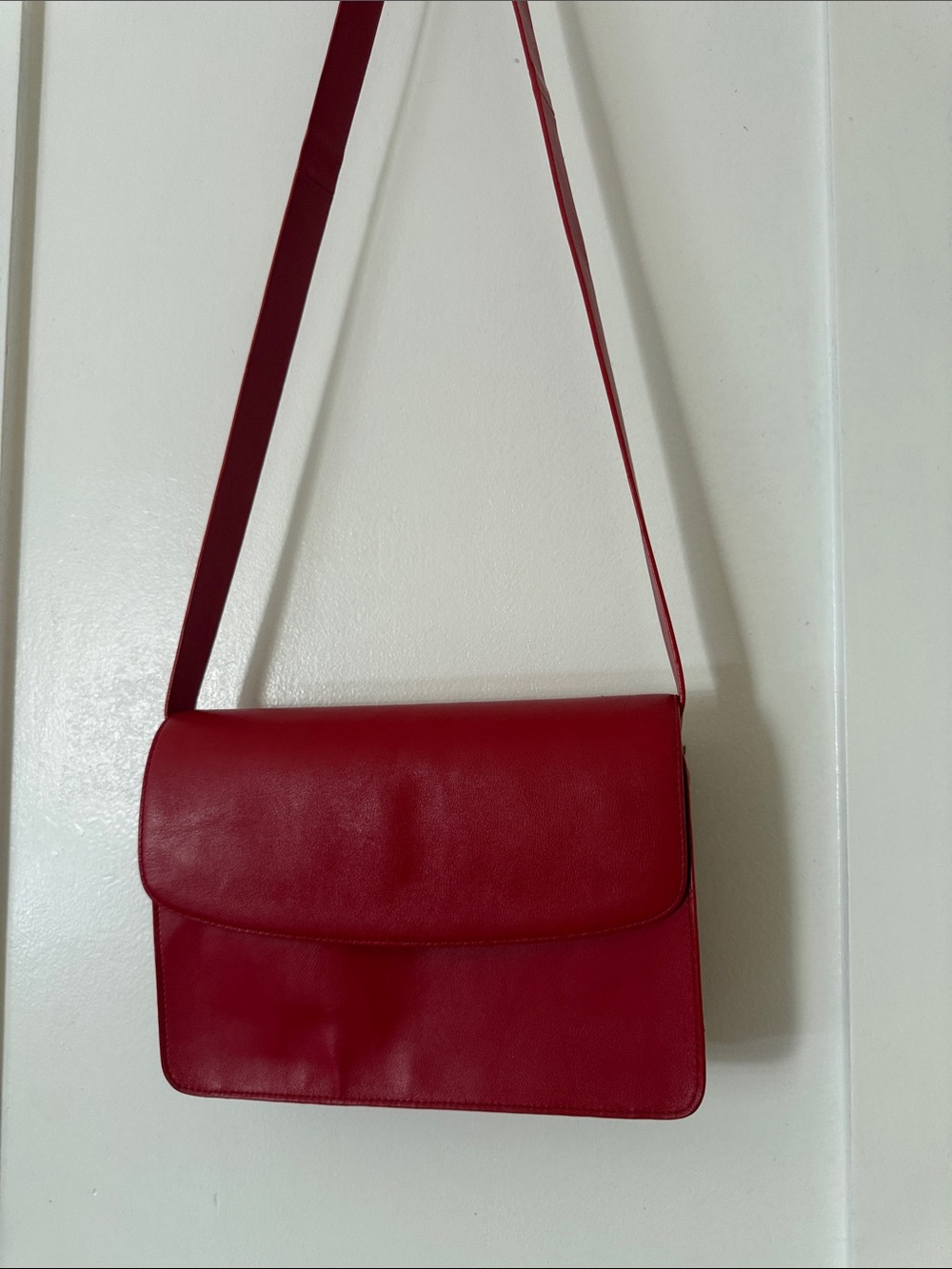 Red Leather Crossbody Bag - Women's Shoulder Bag